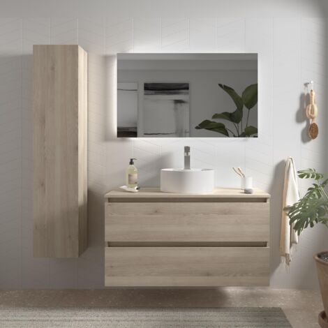 Mueble de Baño BEQUIA 100cm Natural  con encimera (lavabo no incluido)