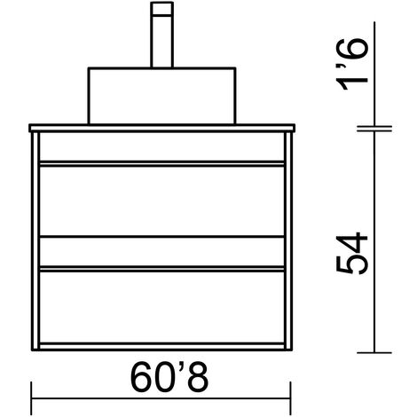 Mueble de baño ATTILA 60 cm Roble Ostippo 2 cajones + Lavabo de posar