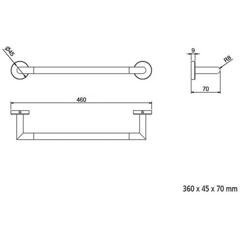 TOALLERO BARRA 40CM CUADRADO ADHESIVO CUBEL BLANCO MATE