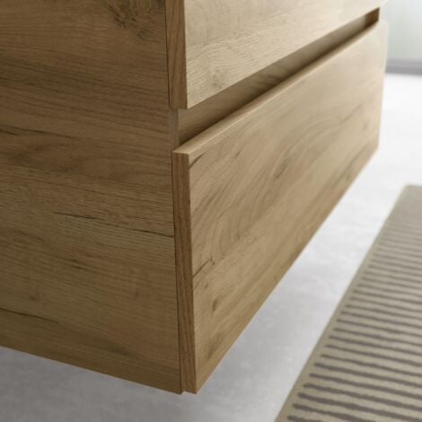 Mueble de baño Bequia 120 cm Roble con Lavabo de porcelana