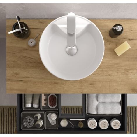 Mueble de baño Bequia 80 cm Roble con Lavabo sobre Encimera