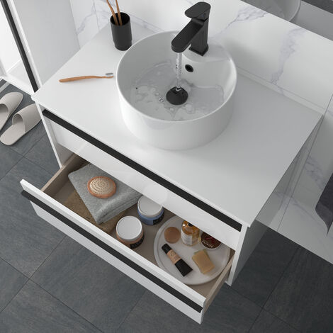 Mueble de baño serie BORN 120 cm Roble con perfil de tirador, Lavabo de  porcelana, Salgar