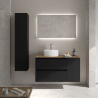 Mueble Baño Bequia 90cm y coqueta y lavabo Negro 90x45x56
