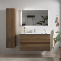 Mueble baño Bequia 100cm y lavabo Nogal100x45x56