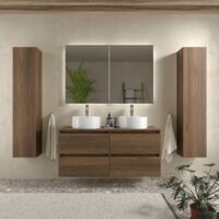 Mueble de Baño BEQUIA 120cm Nogal con encimera (lavabo no incluido)