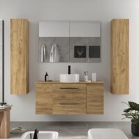 Mueble de Baño MORAI PLUS 120cm Roble Lavabo sobre encimera Porcelana 1P