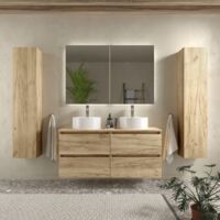 Mueble de Baño BEQUIA 120cm Roble Africa con encimera (lavabo no incluido)