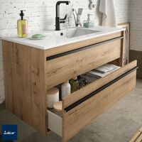 Mueble de baño ATTILA 60 cm 2 cajones ROBLE OSTIPPO+ Lavabo - Roble ostippo