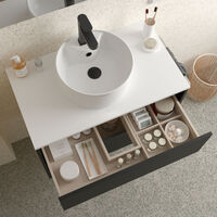 Mueble de baño montado OPTIMUS 60 cm Negro mate + Lavabo de posar