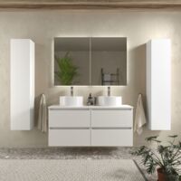 Mueble de baño Bequia 120 cm Blanco Mate con Lavabo sobre Encimera