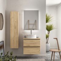 Mueble de baño Nabua 60 cm Roble con tirador de pestaña con lavabo posar