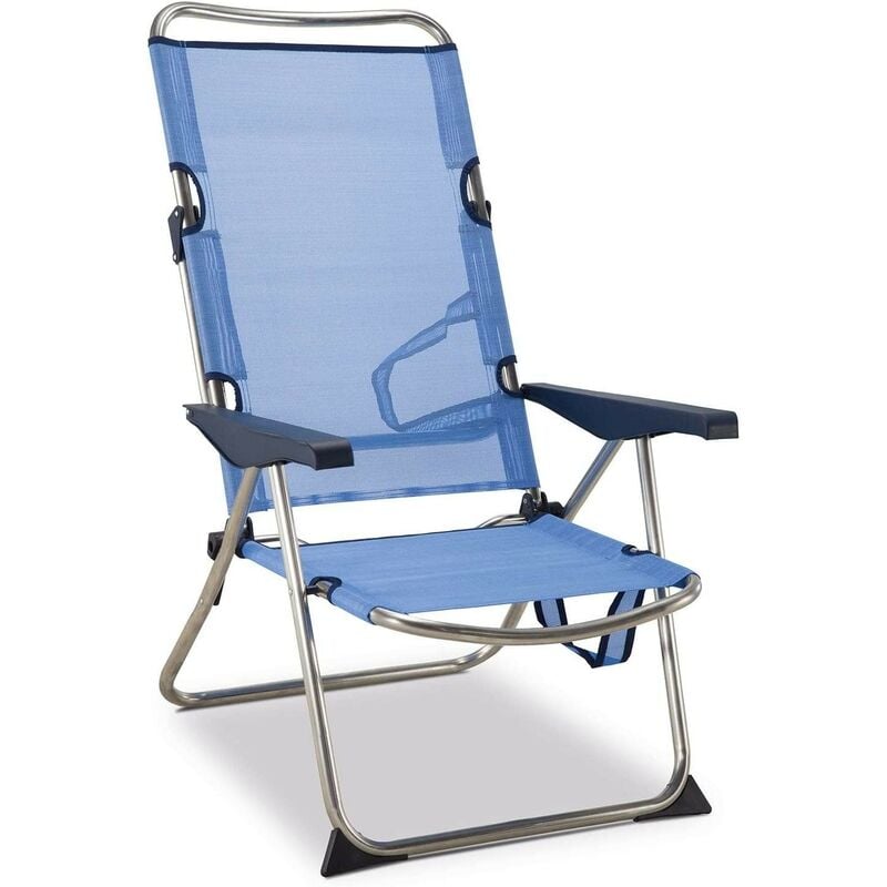 Silla de Playa Reclinable 4 Posiciones Con Respaldo Alto y Asas