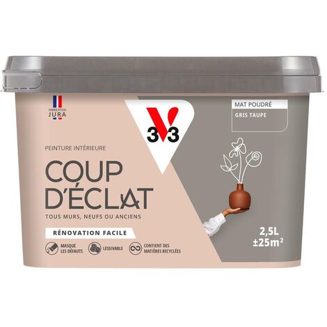 Peinture murale intérieure Coup d'Éclat® V33 Gris taupe Mat Poudré 2,5L