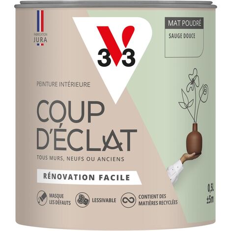 Peinture murale intérieure Coup d'Éclat® V33 Sauge douce Mat Poudré 0,5L