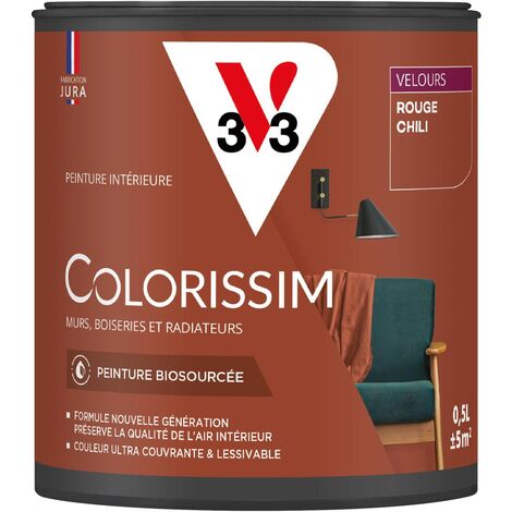 Peinture murale intérieure Colorissim® V33 Rouge chili Velours 0,5L