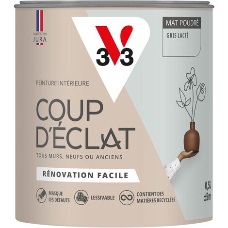 Peinture murale intérieure Coup d'Éclat® V33 Gris lacté Mat Poudré 0,5L