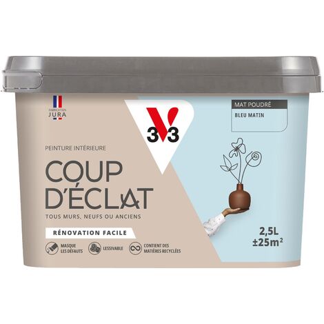 Peinture murale intérieure Coup d'Éclat® V33 Bleu matin Mat Poudré 2,5L