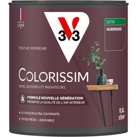 Peinture murale intérieure Colorissim® V33 Aubergine Satin 0,5L