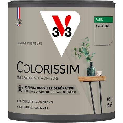 Peinture murale intérieure Colorissim® V33 Argile kaki Satin 0,5L