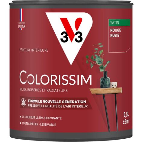 Peinture murale intérieure Colorissim® V33 Rouge rubis Satin 0,5L