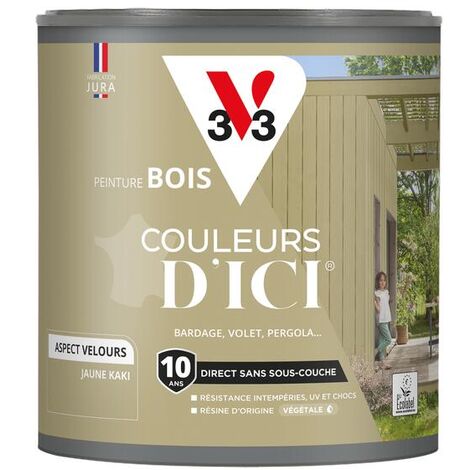 Peinture bois extérieur Couleurs d'Ici® V33 Jaune kaki Velours 0,5L