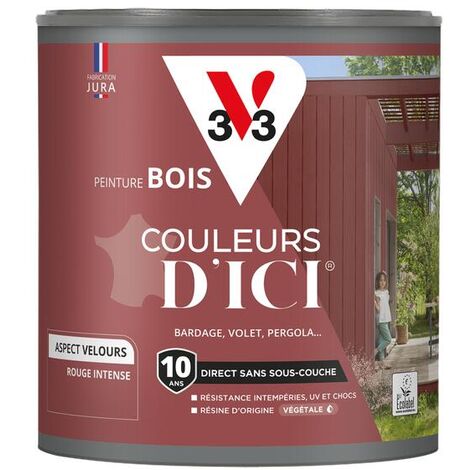 Peinture bois extérieur Couleurs d'Ici® V33 Rouge intense Velours 0,5L
