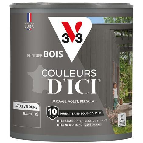 Peinture bois extérieur Couleurs d'Ici® V33 Gris feutré Velours 0,5L (1/5)