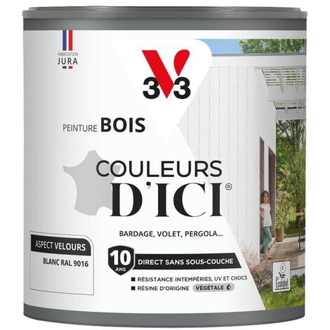 Peinture bois extérieur Couleurs d'Ici® V33 Blanc Velours 0,5L