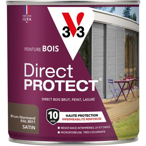 Peinture bois extérieur Direct Protect® V33 Brun normand Satin 0,5L