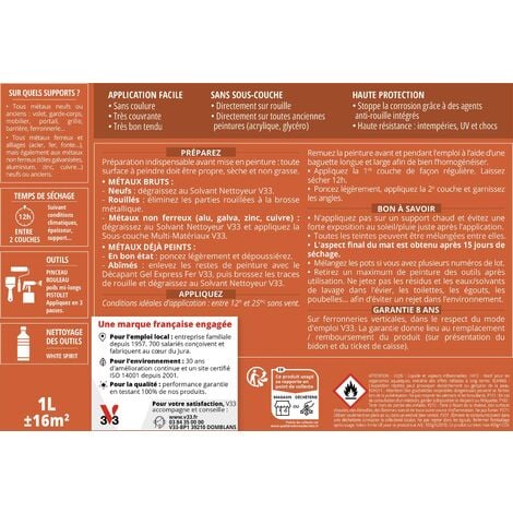 Peinture fer extérieur Direct Protect® V33 Blanc RAL 9016 Brillant 0,5L