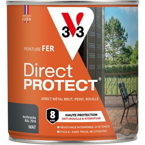 Peinture fer extérieur Direct Protect® V33 Gris galet RAL 7045 Brillant 0,5L