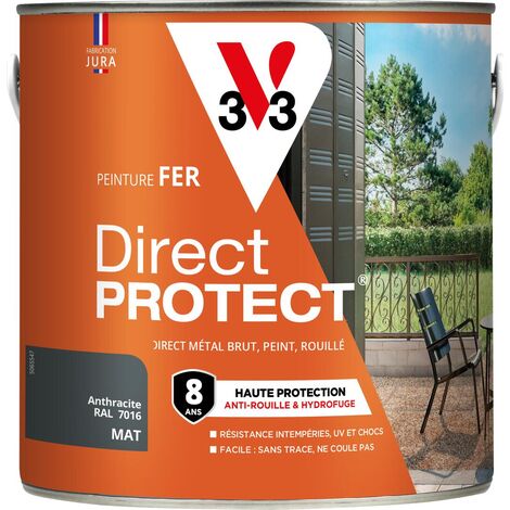 Peinture fer extérieur Direct Protect® V33 Gris galet RAL 7045 Brillant 2L