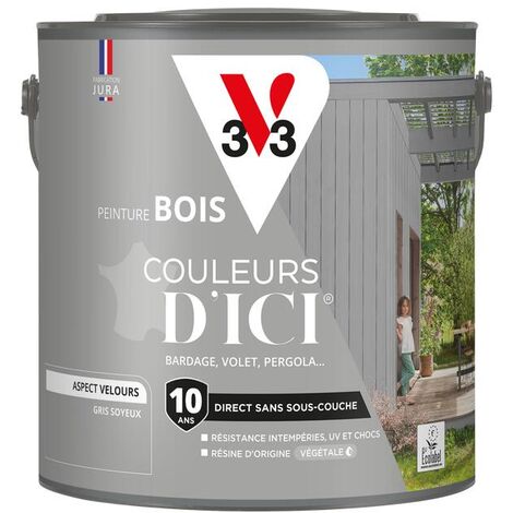 Peinture bois extérieur Couleurs d'Ici® V33 Gris soyeux Velours 2L