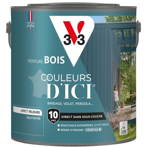 Peinture bois extérieur Couleurs d'Ici® V33 Bleu feutré Velours 2L