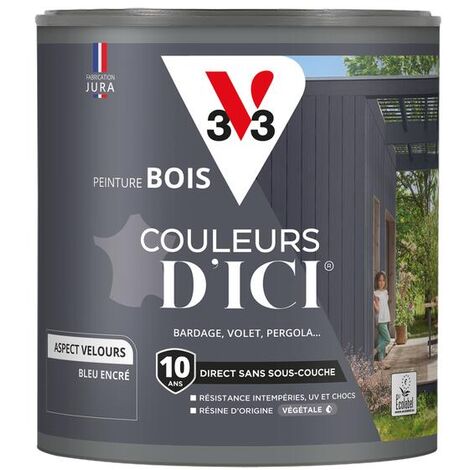Peinture bois extérieur Couleurs d'Ici® V33 Bleu encré Velours 0,5L