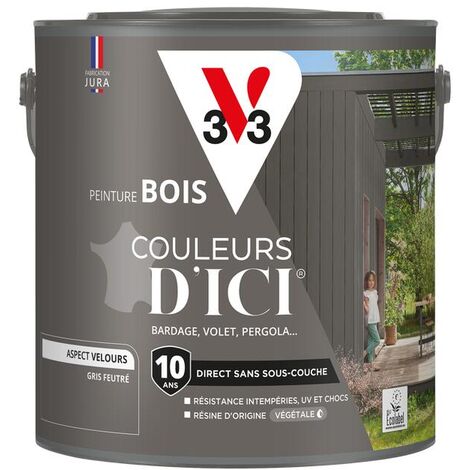 Peinture bois extérieur Couleurs d'Ici® V33 Gris feutré Velours 2L