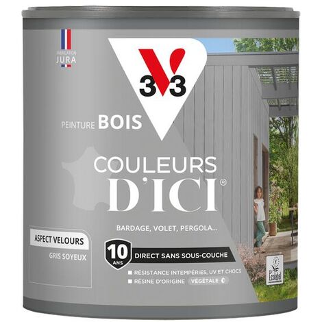 Peinture bois extérieur Couleurs d'Ici® V33 Gris soyeux Velours 0,5L