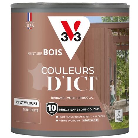 Peinture bois extérieur Couleurs d'Ici® V33 Terre cuite Velours 0,5L (1/5)