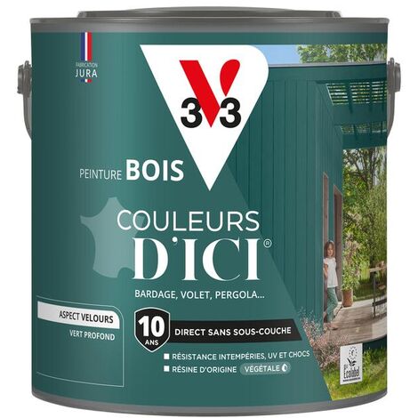 Peinture bois extérieur Couleurs d'Ici® V33 Vert profond Velours 2L