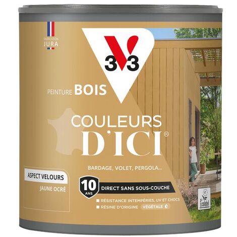 Peinture bois extérieur Couleurs d'Ici® V33 Jaune ocré Velours 0,5L