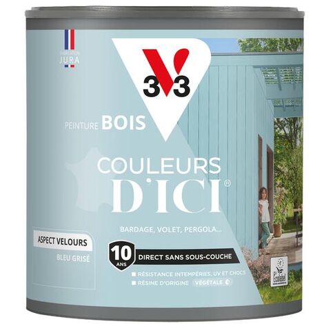 Peinture bois extérieur Couleurs d'Ici® V33 Bleu grisé Velours 0,5L (1/5)