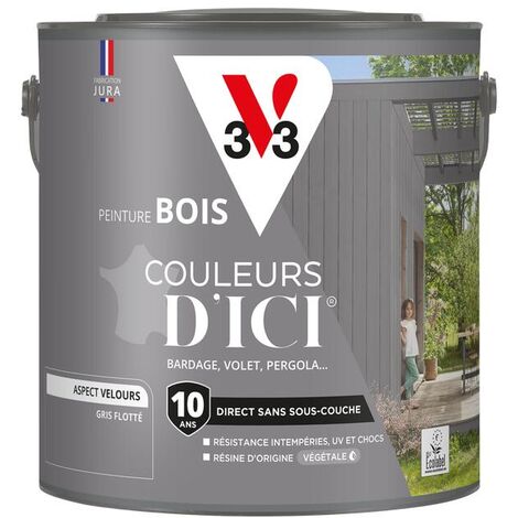 Peinture bois extérieur Couleurs d'Ici® V33 Gris flotté Velours 2L