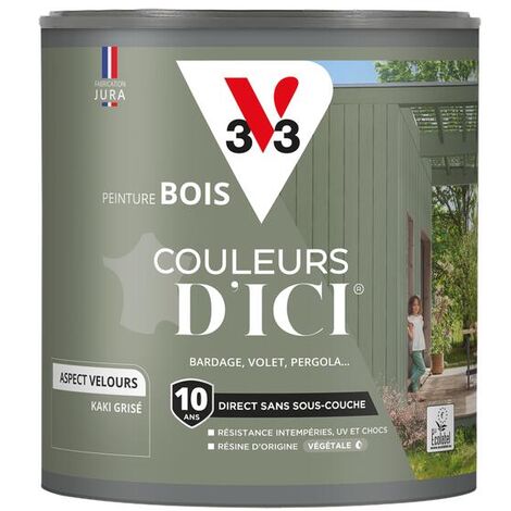 Peinture bois extérieur Couleurs d'Ici® V33 Kaki grisé Velours 0,5L