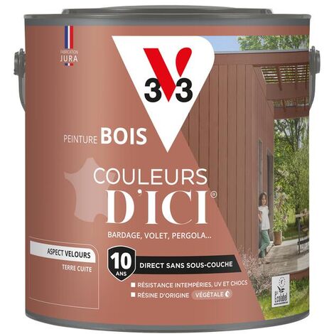Peinture bois extérieur Couleurs d'Ici® V33 Terre cuite Velours 2L