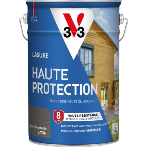 Lasure Haute Protection Biosourcée V33 gris anthracite Satin - 5L