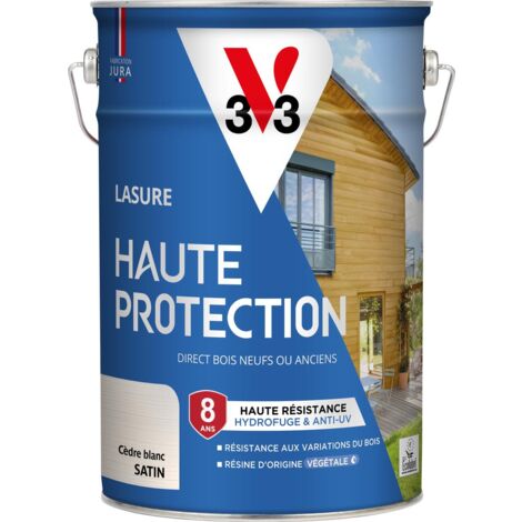Lasure Haute Protection Biosourcée V33 cèdre blanc Satin - 5L (1/5)