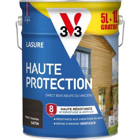 Lasure Haute Protection Biosourcée V33 noir charbon Satin - 5L + 20%