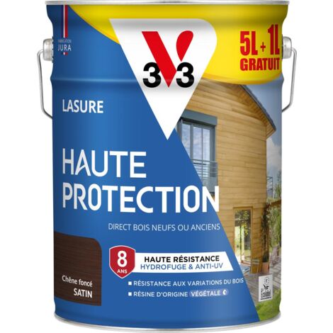 Lasure Haute Protection Biosourcée V33 chêne foncé Satin - 5L + 20%