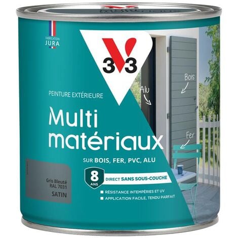 Peinture extérieure Multi-matériaux V33 Gris bleuté RAL 7031 Satin 0,5L
