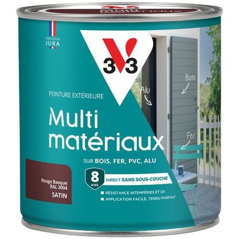 Peinture extérieure Multi-matériaux V33 Rouge basque RAL 3004 Satin 0,5L